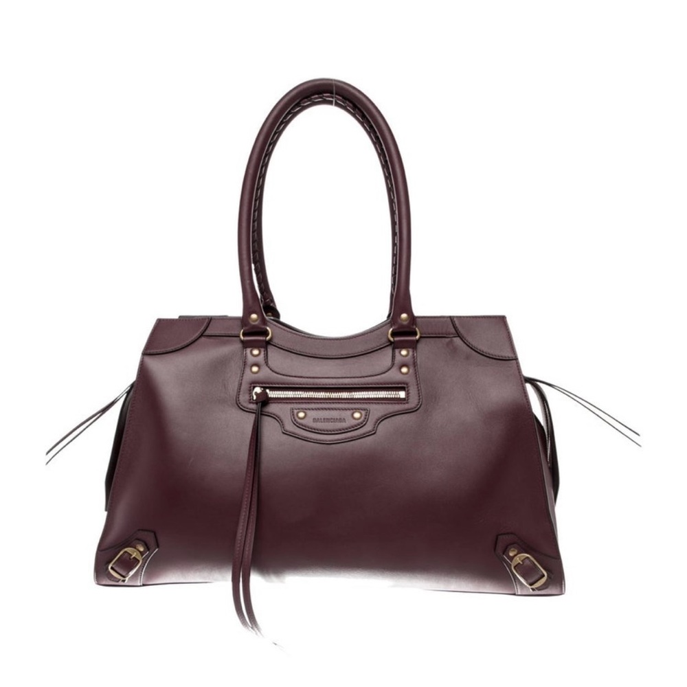 Balenciaga Neo Classic Burgundy Box Leather Travel Bag